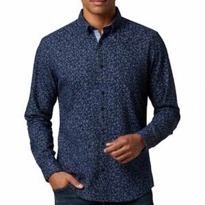 XL Franky Max 100% Microfiber Long Sleeve Blue Circle Print Casual Shirt